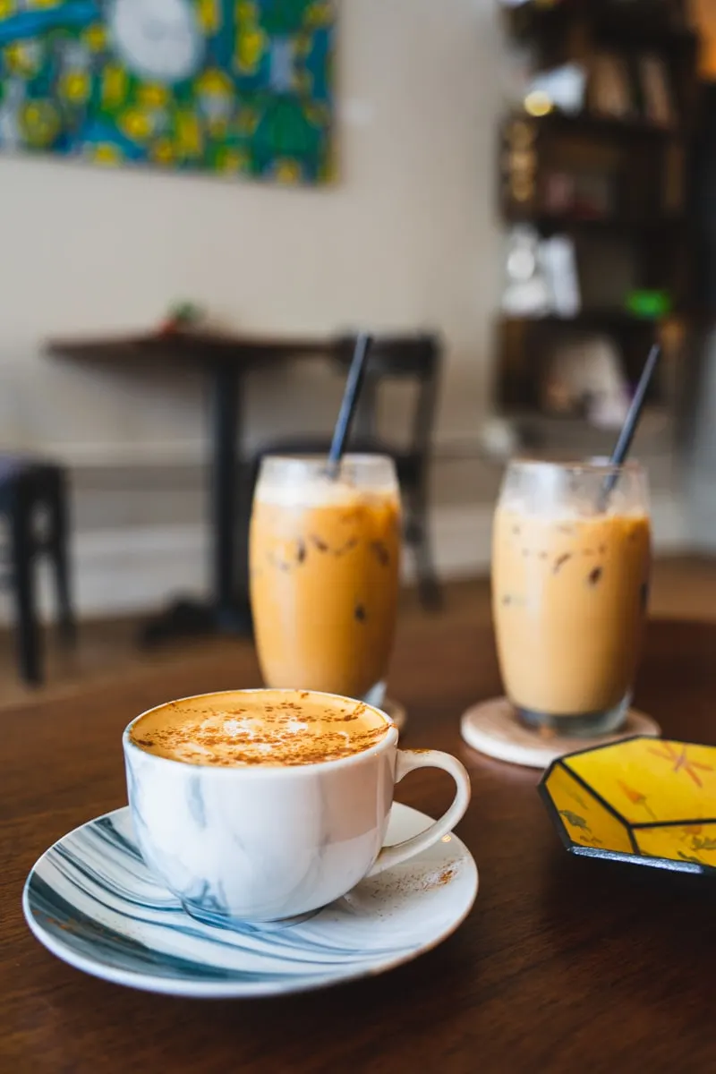 hot and iced coffees at the moon coffee and tea house in downtown johnson city tn 