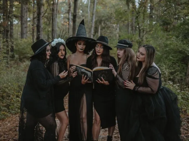 group of women dressed up as witches for halloween