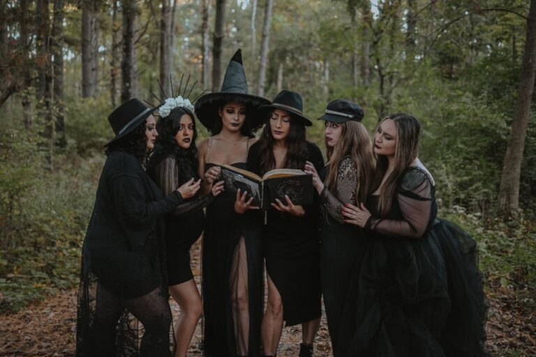 group of women dressed up as witches for halloween