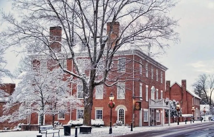 hale springs inn building in the snow