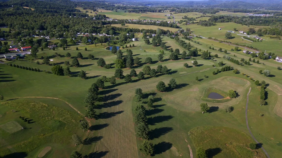 aerial view of mcdonald hills golf course near rogersville tn 