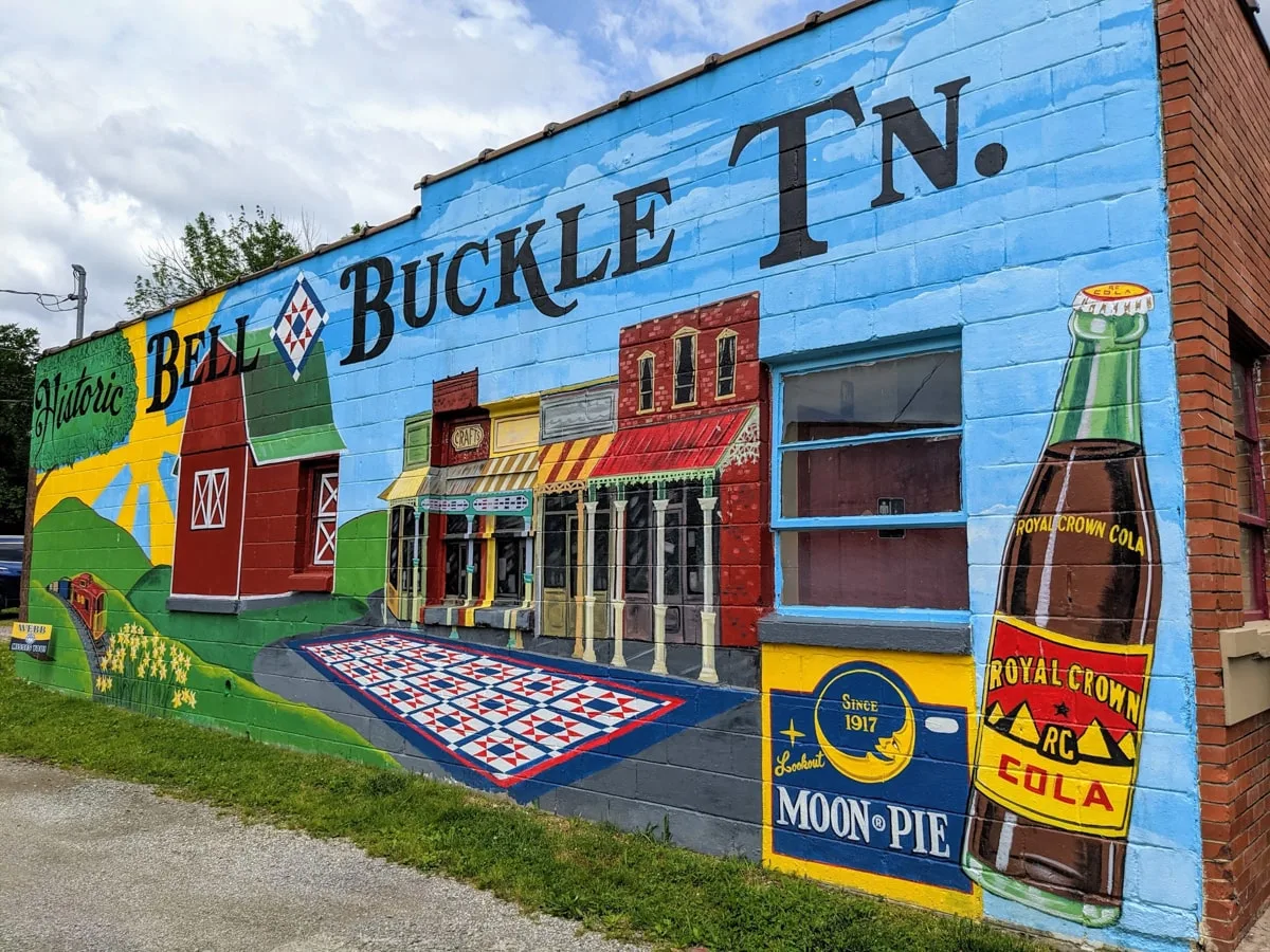 Historic Bell Buckle TN wall mural in downtown Bell Buckle 