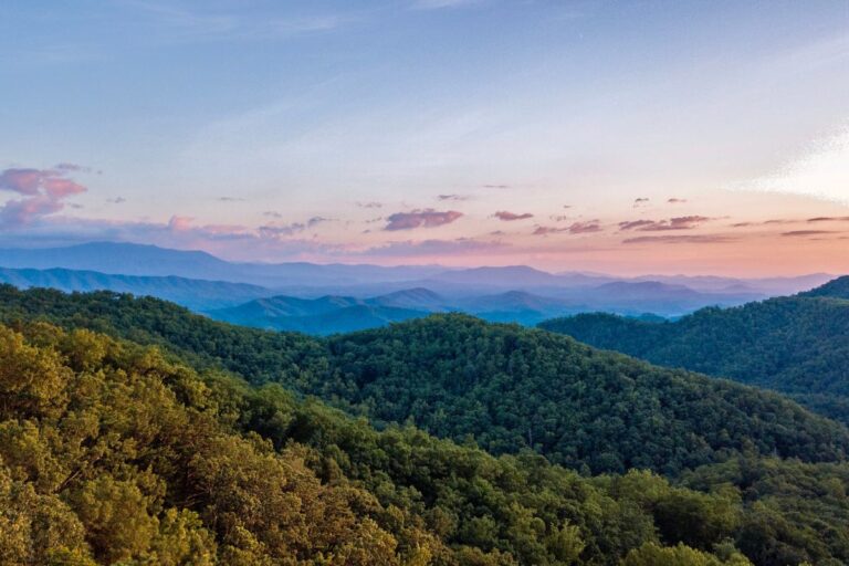 lancscape view of the East Tennessee mountains at sunset