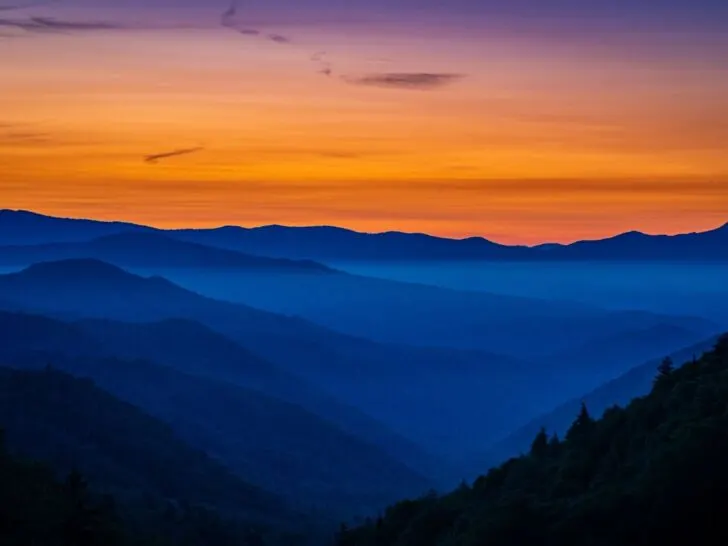 layers of the Appalachian Mountains at Sunset