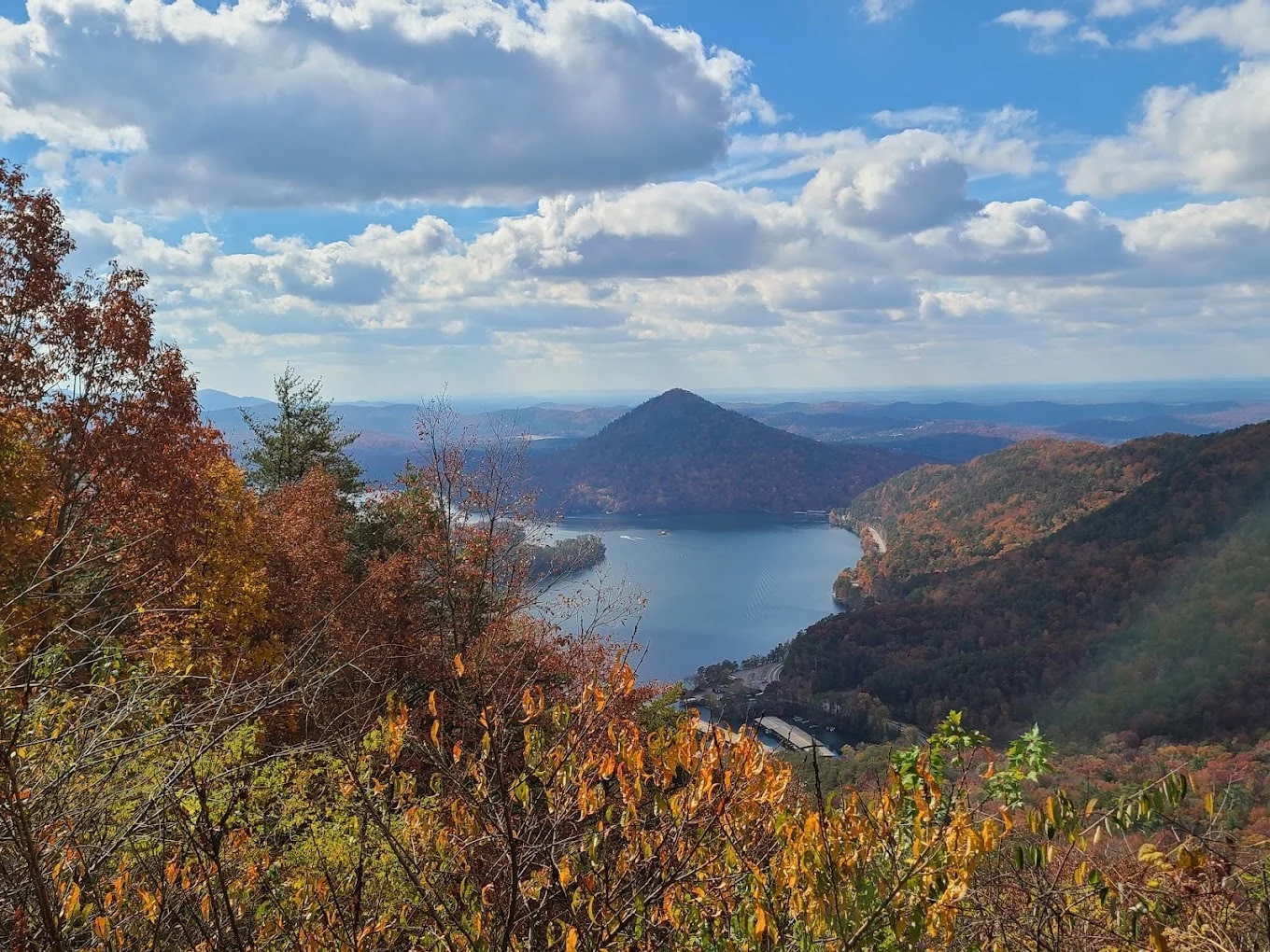 Views of the Cherokee National Forest with lake below near Cosby TN 