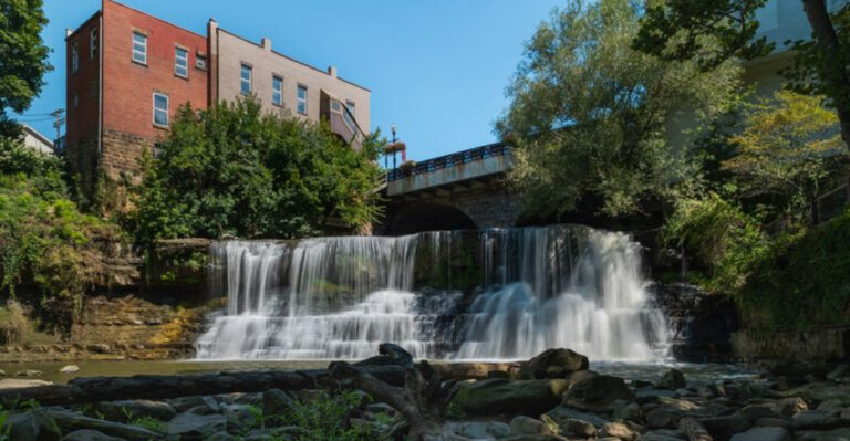 The Charming Ohio Town Where A Waterfall Flows Into The Heart Of The Shopping District