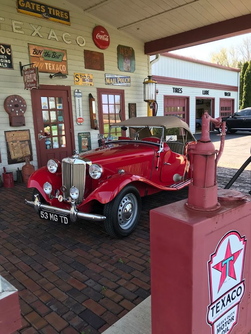 A museum with an old-school service station feel A museum with an old-school service station feel