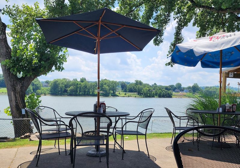 A patio made for warm weather and river views A patio made for warm weather and river views