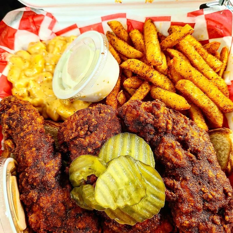 A plate of hot chicken that's just painful enough to be perfect