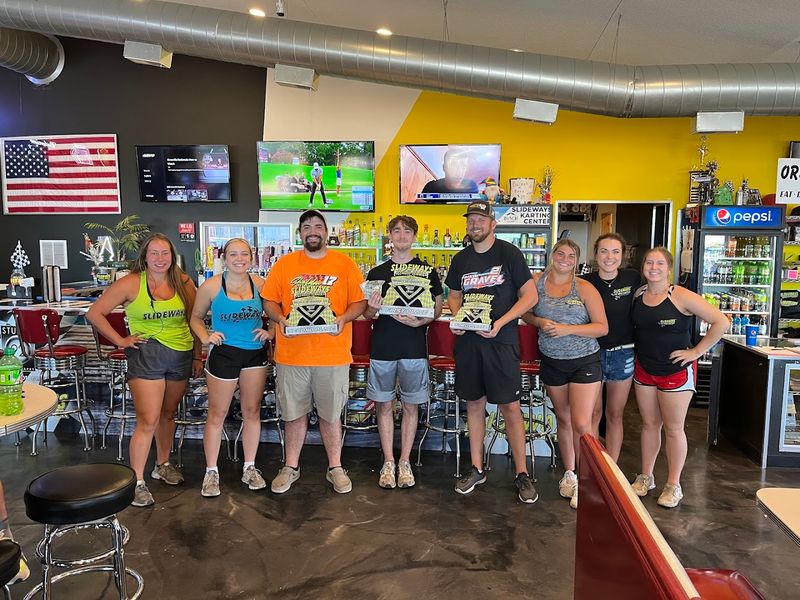 The arcade helps turn a race stop into an all-around hangout