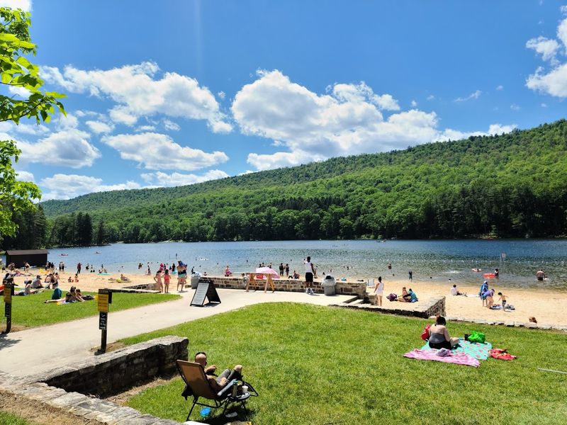 The beach and picnic scenery add variety