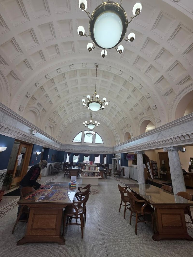 The interior keeps the historic mood alive