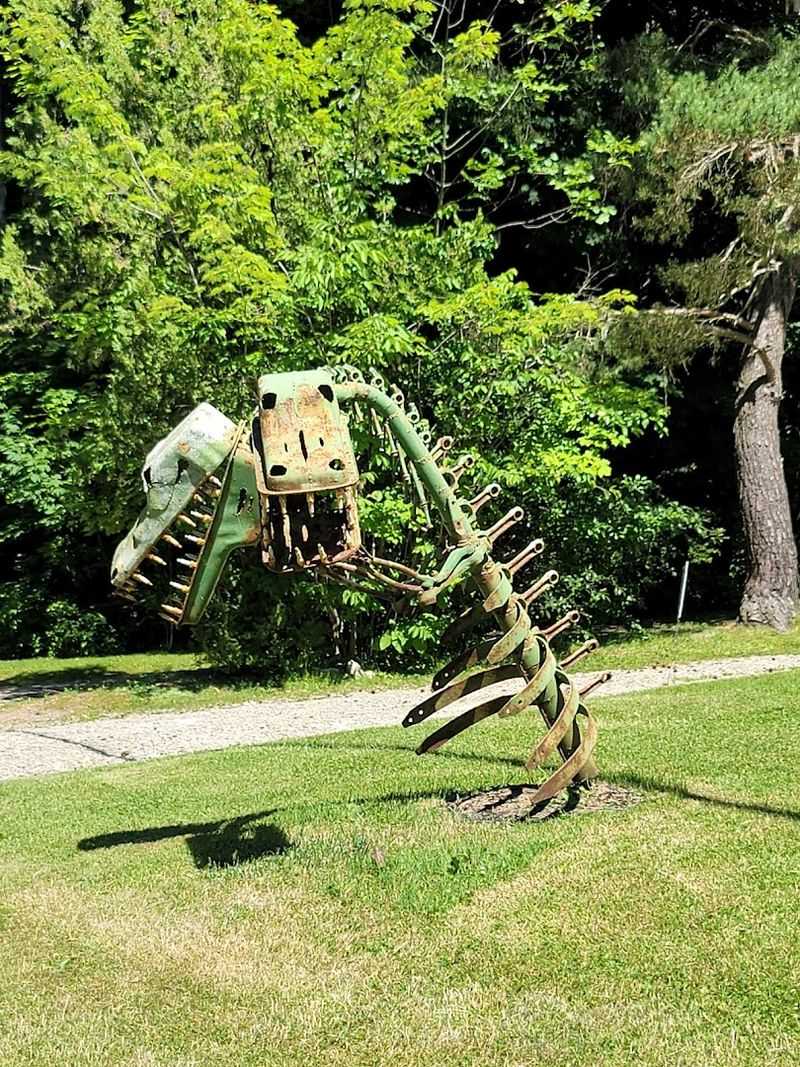 The recycled car-part creativity is the whole point