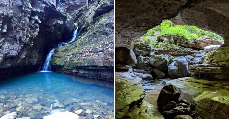 This Hidden Cave Trail in Arkansas Leads to an Underground Waterfall