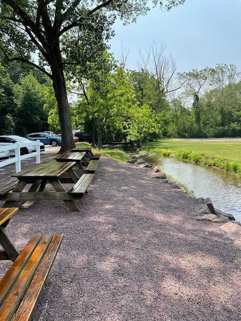 Creekside picnic tables make the setting special Creekside picnic tables make the setting special