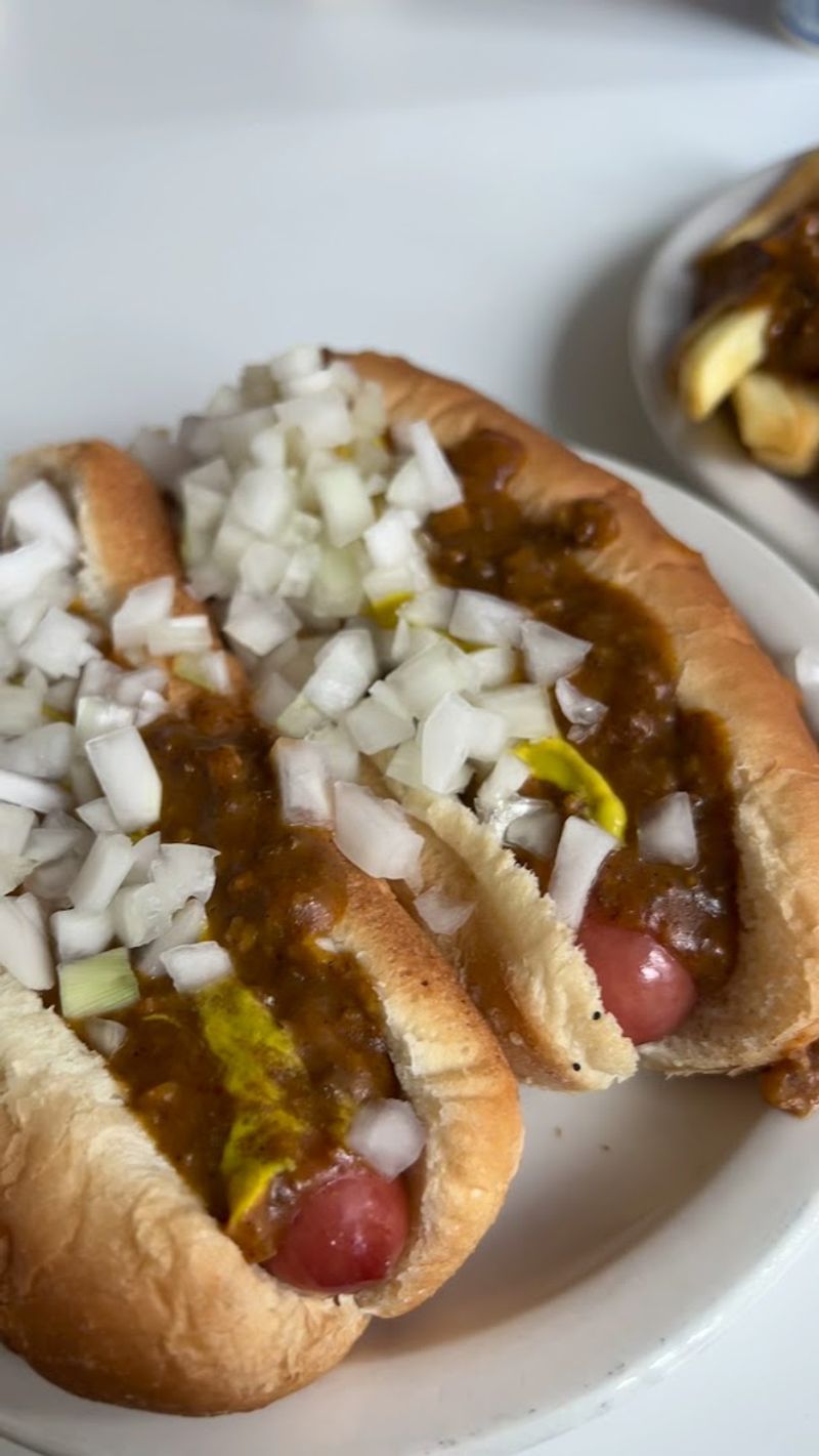 Detroit-Style Coney Dog at American Coney Island, Detroit Detroit-Style Coney Dog at American Coney Island, Detroit
