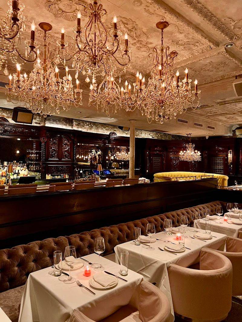 Inside, the dining room is pure drama