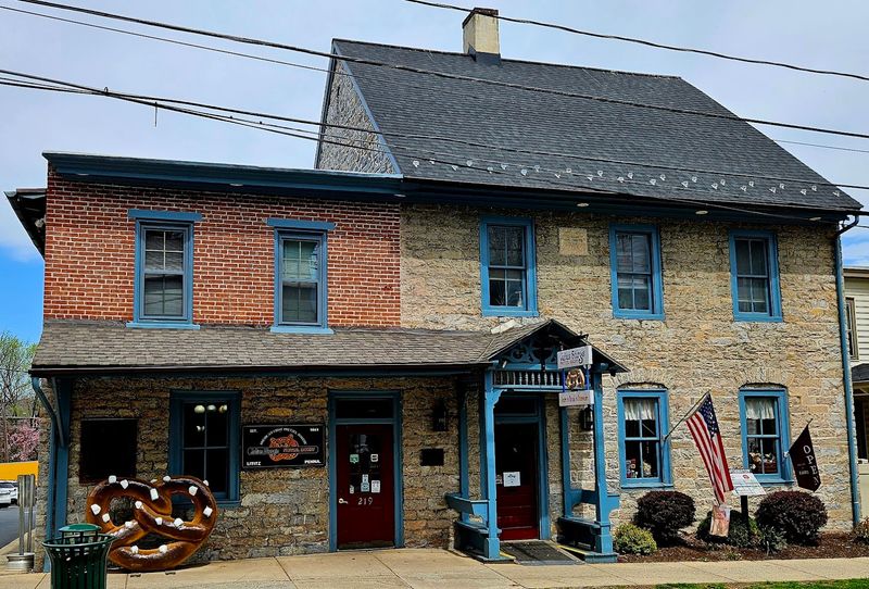 The historic stone home on East Main Street