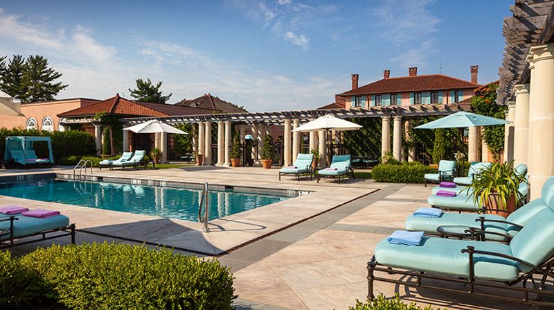 The tavern adds warmth to the mansion's formal glamour