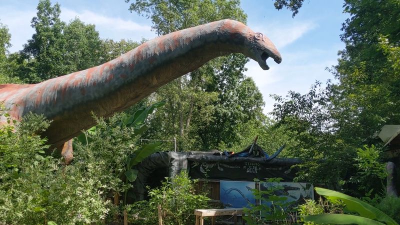 Walk through Backyard Terrors Dinosaur Park in Bluff City