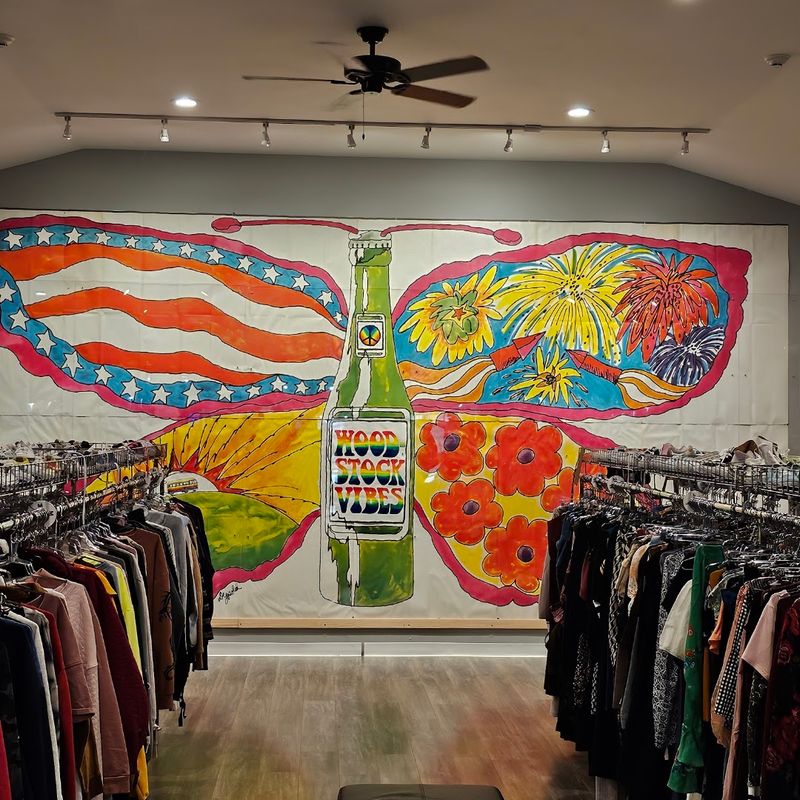 A Vintage Beetle, Peace Signs, and a Butterfly Mural Carry the Groovy Theme Indoors A Vintage Beetle, Peace Signs, and a Butterfly Mural Carry the Groovy Theme Indoors