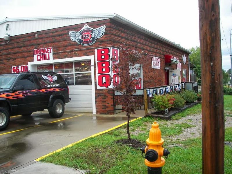 A small building with big barbecue pull