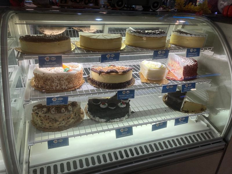 Desserts and bakery case tempt you at the door Desserts and bakery case tempt you at the door