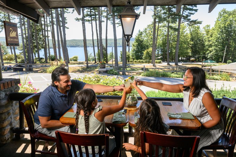 Dining, drinks, and firepit evenings make the resort feel complete