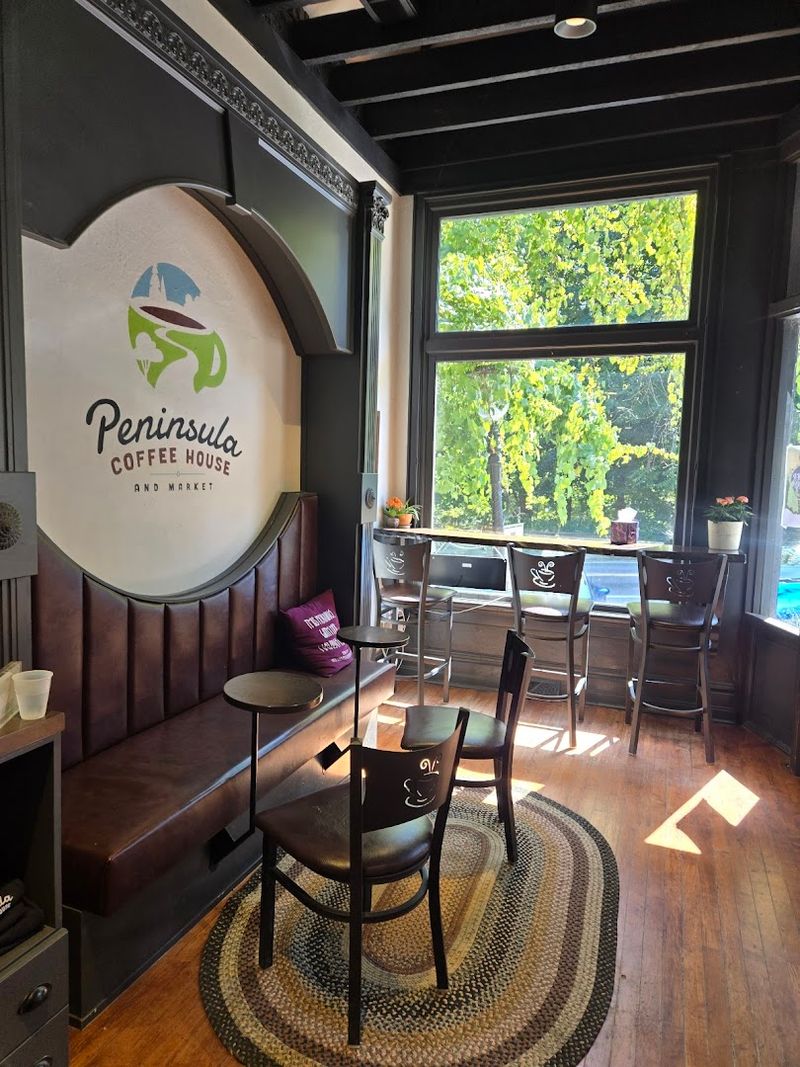 Inside, the coffee house stays warm and inviting