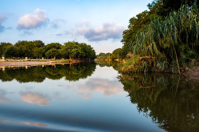 Paved Walking Path Along the Riverbank