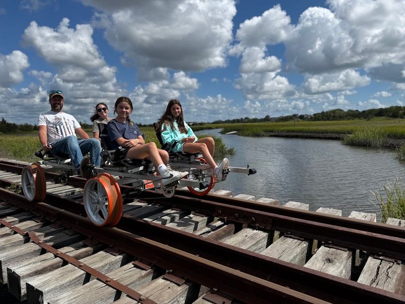 Pedal a rail bike through the Cape May countryside Pedal a rail bike through the Cape May countryside