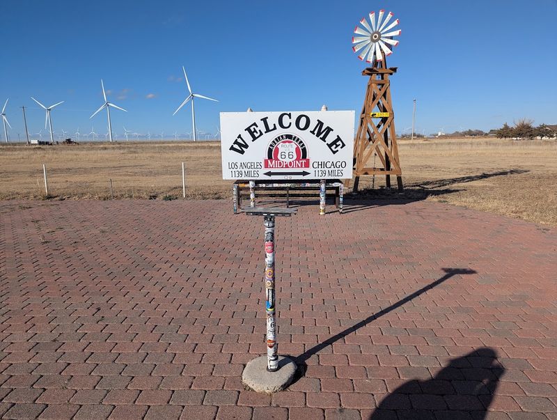 Route 66 Midpoint Sign (Adrian)