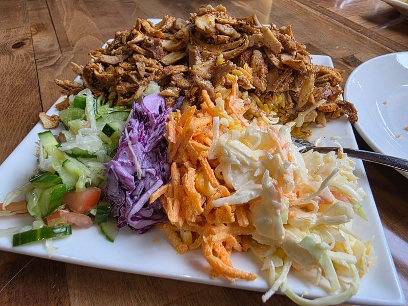 The chicken shawarma is marinated for deep flavor and sliced perfectly tender
