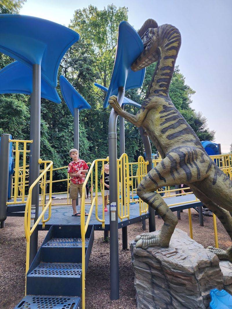The dinosaur playground steals the whole show The dinosaur playground steals the whole show