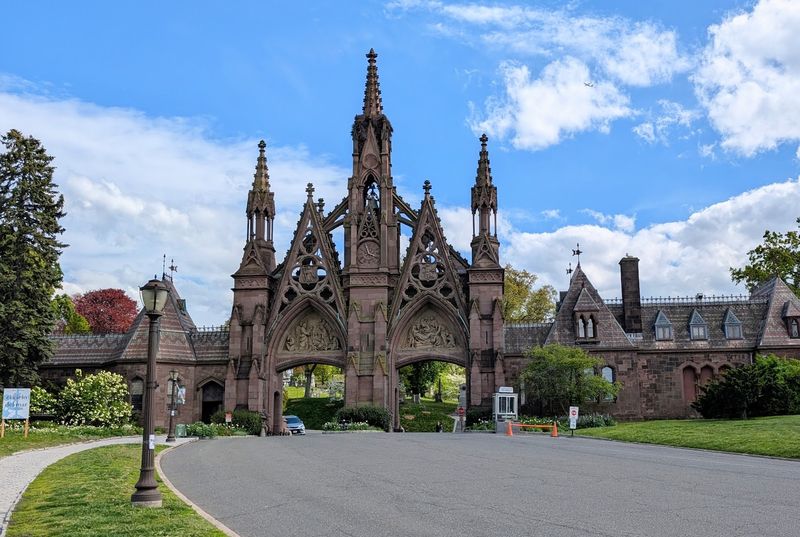 The dramatic Gothic entrance