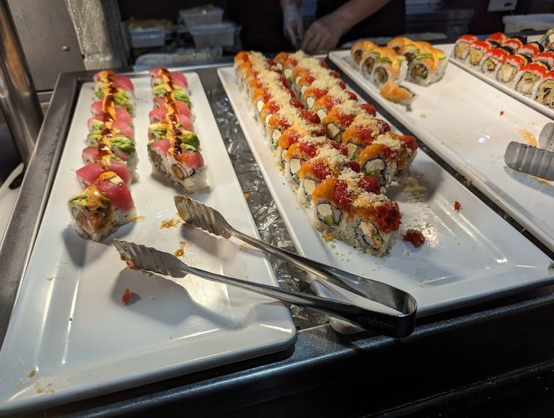Where the sushi display takes over the meal Where the sushi display takes over the meal