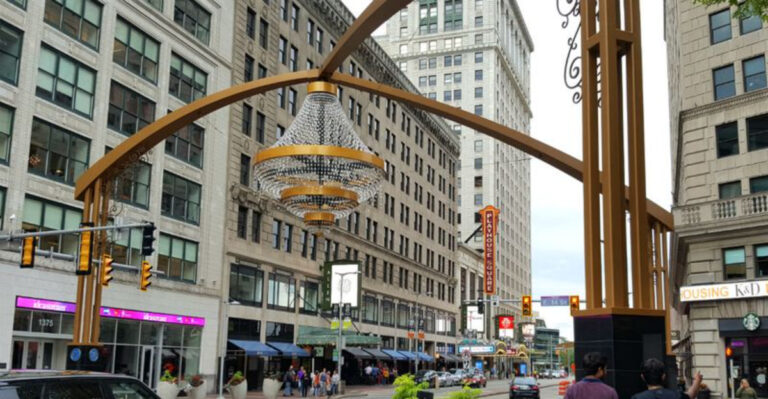North America’s Largest Outdoor Chandelier Shines Above This Ohio City Street