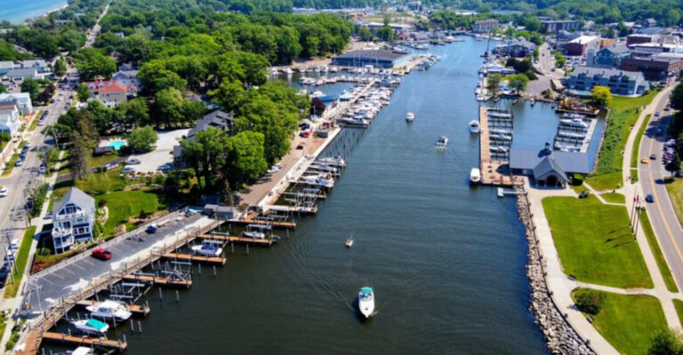 This Michigan Town Is Where Farmland, River, And Great Lake Meet
