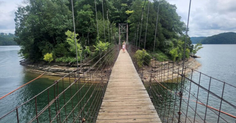 Visitors Love Crossing The Iconic Swinging Bridge At This Tennessee Lake Park