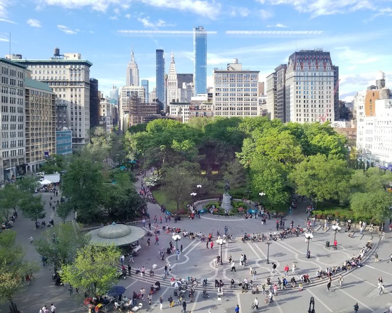 A Meeting Spot Surrounded by City Life