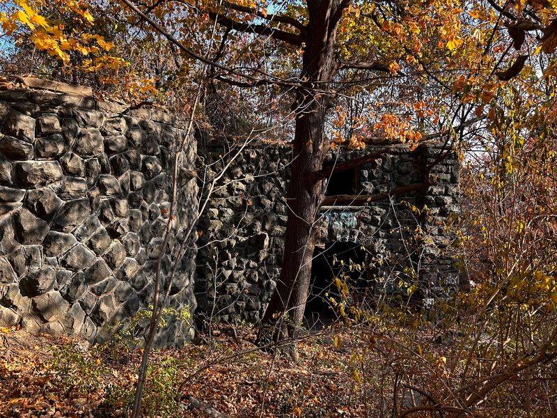 A WPA Demolition Left the Massive Stone Foundation Standing A WPA Demolition Left the Massive Stone Foundation Standing