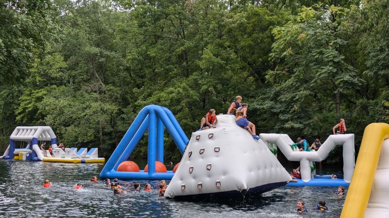 Floating Inflatables Turn the Lake Into an Obstacle Course Floating Inflatables Turn the Lake Into an Obstacle Course