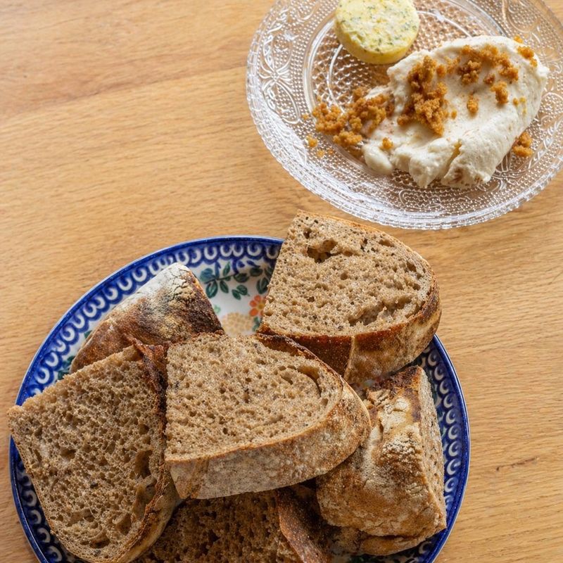 Fresh bread and rich spreads start the meal memorably Fresh bread and rich spreads start the meal memorably