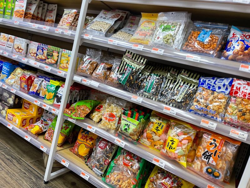 Pantry Shelves Packed With Asian Basics