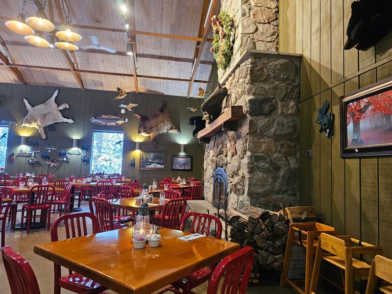 Rustic walls, lodge details, and a room with character