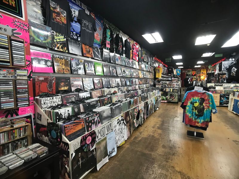 Shelves packed with new and used music