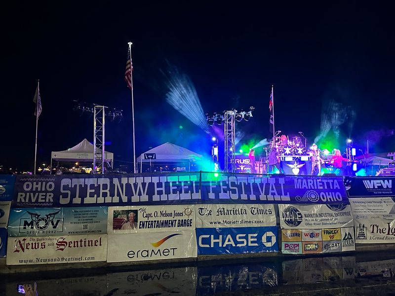 Stage Lights And River Reflections