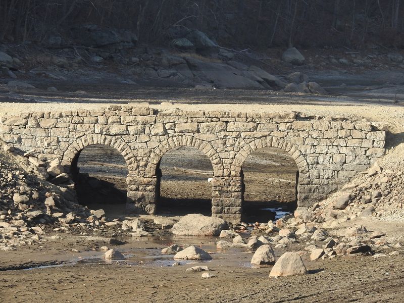 The Ghost Bridge Emerges From Oak Ridge Reservoir The Ghost Bridge Emerges From Oak Ridge Reservoir