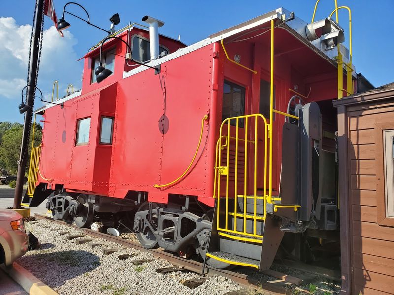 The patio caboose adds a playful twist The patio caboose adds a playful twist