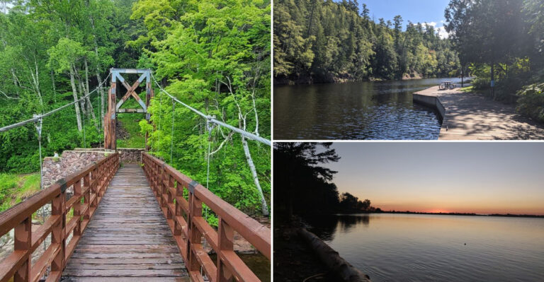 This Michigan Suspension Bridge Leads Straight Into A Towering Ancient Forest